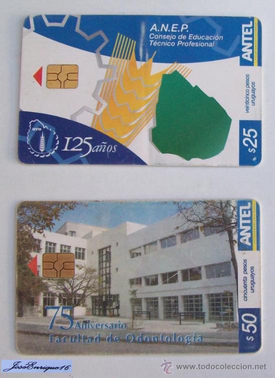 Cartes T&eacute;l&eacute;phoniques de collection: URUGUAY, ANIVERSARIOS, FACULTAD ODONTOLOGIA Y ESCUELA TECNICO PROFESIONAL.