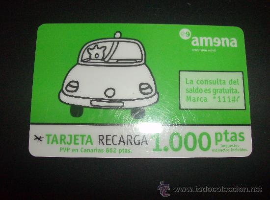 Tarjetas telef&oacute;nicas de colecci&oacute;n: TARJETA RECARGA AMENA 1000 PESETAS  VALIDEZ HASTA 31-01-2002