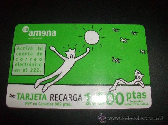 Tarjetas telef&oacute;nicas de colecci&oacute;n: TARJETA RECARGA AMENA 1000 PESETAS  VALIDEZ HASTA 31-01-2002