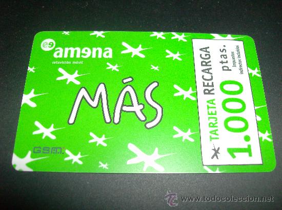 Tarjetas telef&oacute;nicas de colecci&oacute;n: TARJETA RECARGA AMENA 1000 PESETAS  VALIDEZ HASTA 31-01-2001