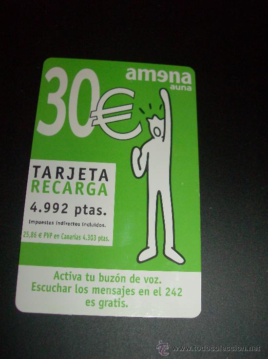 Collection telephone cards: RECARGA AMENA30 EUROS   VALIDEZ HASTA 30-06-2003 PLASTICO ELEKTRA C.C.