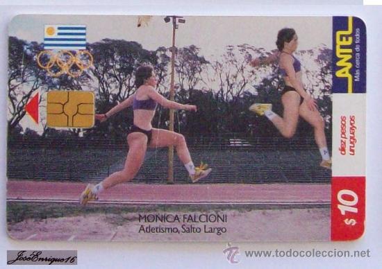 Cartes T&eacute;l&eacute;phoniques de collection: TC 134a SALTO LARGO - Olympians - Olympiens. ANTEL. MONICA FALCIONI  Saut en longueur - LONG JUMP, U