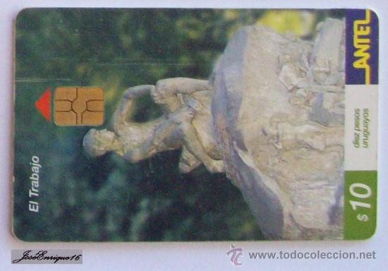 Cart&otilde;es de telefone de cole&ccedil;&atilde;o: TC 173a ANGEL FERRARI ROCA. ESCULTURA AL TRABAJO - SCULPTURE TO WORK - SCULPTURE AU TRAVAIL - URUGUA