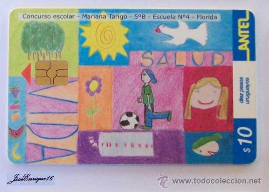 Carte telefoniche di collezione: TC 239a VIVE SIN DROGAS, CONCURSO ESCOLAR. LIVE WITHOUT DRUGS, SCHOOL CONTEST. URUGUAY, ANTEL.