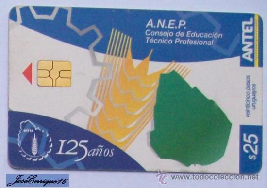 Collection telephone cards: TC 335a EDUCACION TECNICO PROFESIONAL, ANEP UTU, 125 A&Ntilde;OS URUGUAY, ANTEL.