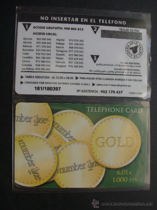Collection telephone cards: TARJETA TELEFONO  PREPAGO NUEVA SIN USAR,  GOLD 1000 PESETAS
