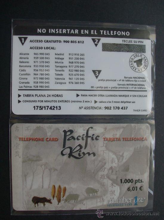Collection telephone cards: TARJETA TELEFONO  PREPAGO NUEVA SIN USAR,  PACIFIC RIM  1000 PESETAS