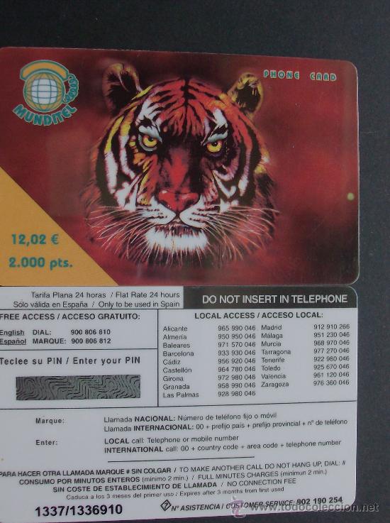 Collection telephone cards: TARJETA TELEFONO PREPAGO NUEVA SIN USAR, MUNDITEL  2000 PESETAS