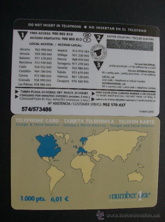 Collection telephone cards: TARJETA TELEFONO PREPAGO NUEVA SIN USAR, NUMBER  ONE  1000 PESETAS