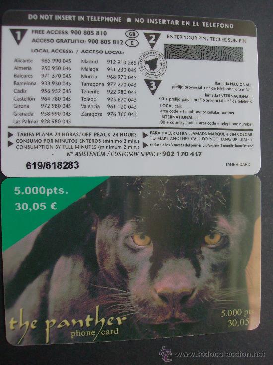 Carte telefoniche di collezione: TARJETA TELEFONO PREPAGO NUEVA SIN USAR, THE PANTHER  ONE  5000 PESETAS