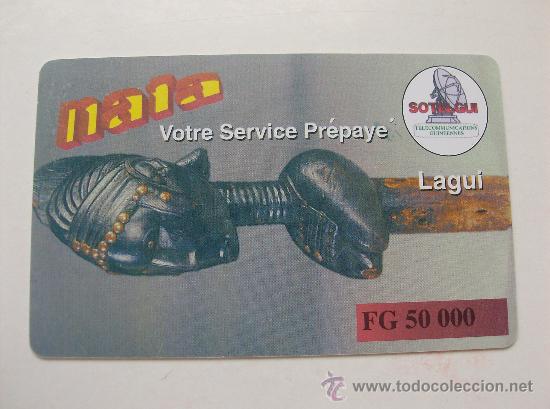 Collection telephone cards: TARJETA TELEFONO PREPAGO USADA,  GUINEA 50.000