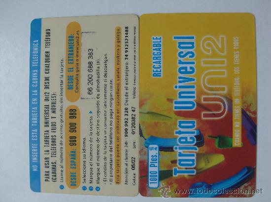 Collection telephone cards: TARJETA TELEFONO PREPAGO USADA,   UNI2  1000