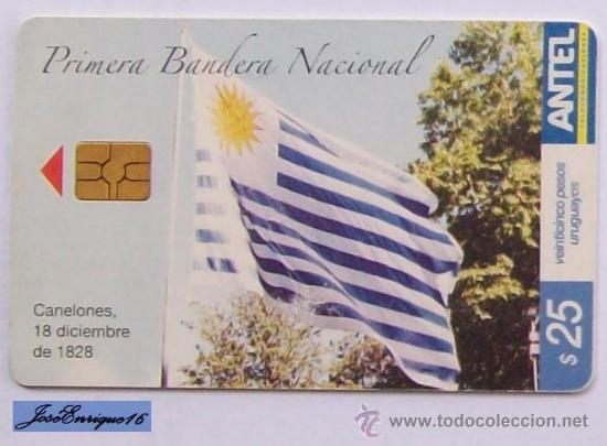 Cart&otilde;es de telefone de cole&ccedil;&atilde;o: TC 375a URUGUAY - LA PRIMERA BANDERA NACIONAL - Le premier drapeau national - THE FIRST NATIONAL FLA