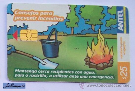 Collection telephone cards: TC 427a EMERGENCIA BOMBEROS 104, D'incendie de secours, FIRE EMERGENCY. PREVENCION INCENDIOS. URUGUA