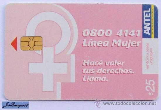 Cartes T&eacute;l&eacute;phoniques de collection: TC 431a 0800 4141, LINEA MUJER, DERECHOS. FEMMES EN LIGNE DES DROITS DE L'. ONLINE WOMEN RIGHTS. URU