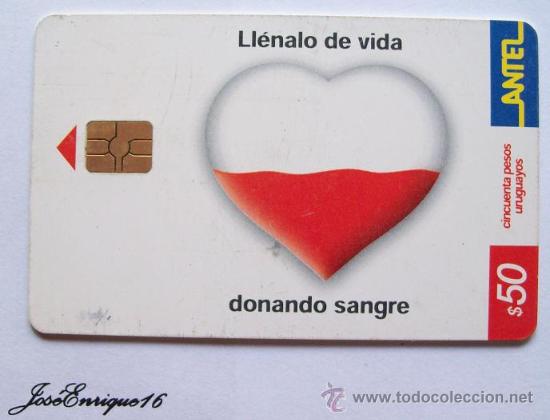 Cartes T&eacute;l&eacute;phoniques de collection: TC 263a CAMPA&Ntilde;A DONAR SANGRE, DONATE BLOOD CAMPAIGN, CAMPAGNE Donnez votre sang. URUGUAY