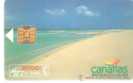 Cartes T&eacute;l&eacute;phoniques de collection: TARJETA TELEFONICA CANARIAS 2000 PESETAS A&Ntilde;OS 90 USADA