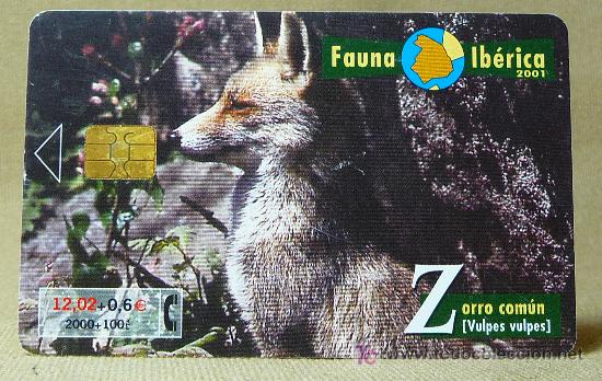 Cartes T&eacute;l&eacute;phoniques de collection: TARJETA TELEFONICA, FAUNA IBERICA 2001, ZORRO COMUN, EURO