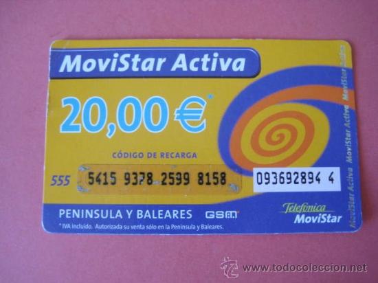 Cart&otilde;es de telefone de cole&ccedil;&atilde;o: TARJETA TELEFONICA. MOVISTAR ACTIVA. USADA. ENVIO GRATIS&iexcl;&iexcl;&iexcl;