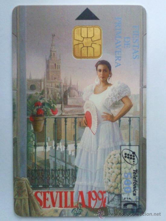 Collection telephone cards: TARJETA TELEFONICA ,- SEVILLA 1997,-  500 PTA,- USADA