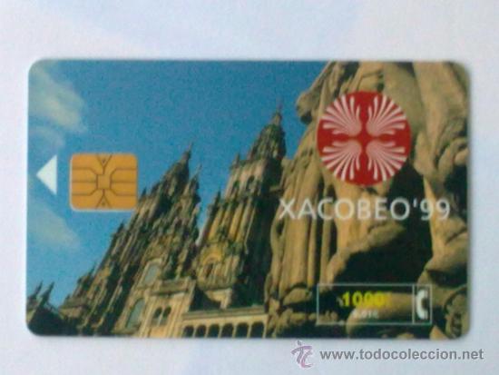 Collection telephone cards: TARJETA TELEFONICA ,- XACOBEO 99,  1000  PTA,- USADA