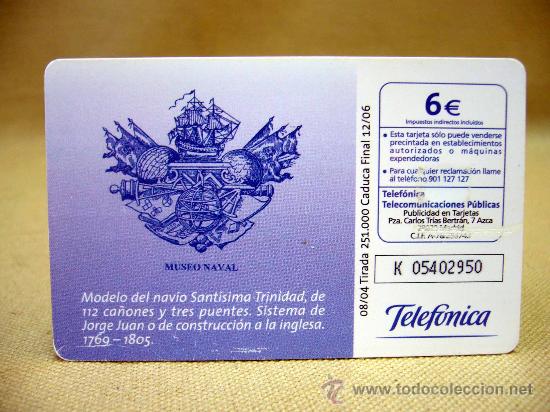 Carte telefoniche di collezione: TARJETA TELEFONICA, 6 EUROS, TELEFONICA, SANTISIMA TRINIDAD, BARCO, 2004-2006
