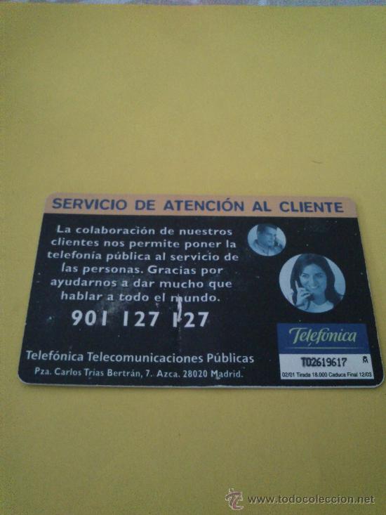 Tarjetas telef&oacute;nicas de colecci&oacute;n: Tarjeta Telef&ograve;nica Usada Servicio al cliente - Foto 2