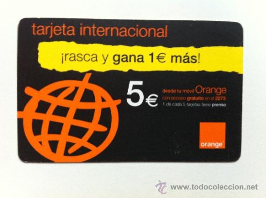 Collection telephone cards: TARJETA TELEF&Oacute;NICA INTERNACIONAL ORANGE 5 EUROS. SIN USO CADUCADA