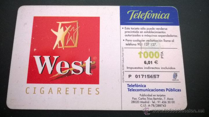 Tarjetas telef&oacute;nicas de colecci&oacute;n: TARJETA TELEFONICA WEST - Foto 2