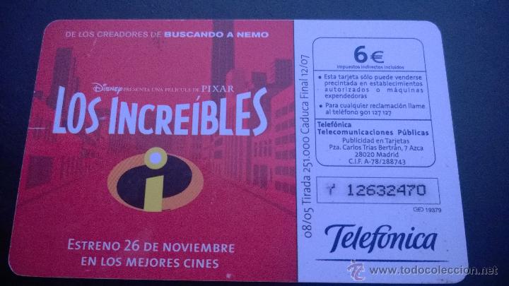 Tarjetas telef&oacute;nicas de colecci&oacute;n: TARJETA TELEFONICA LOS INCREIBLES - Foto 2