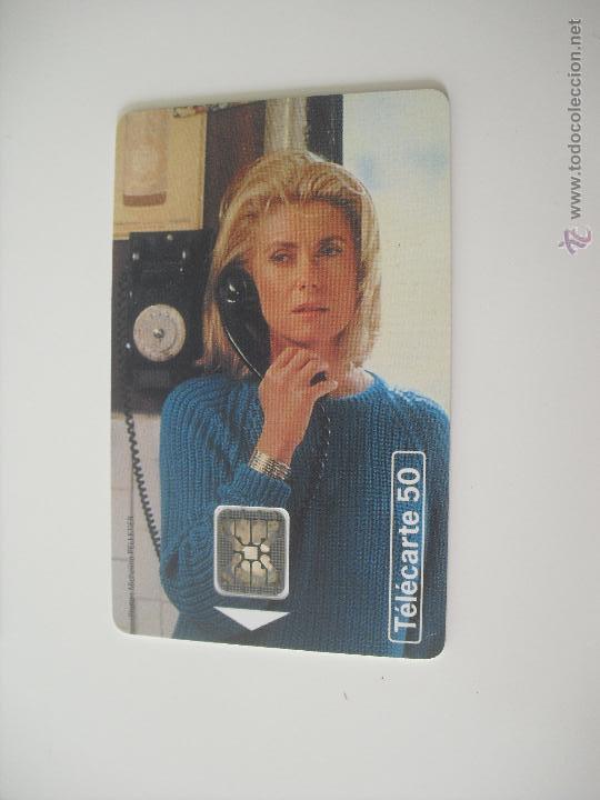 Cart&otilde;es de telefone de cole&ccedil;&atilde;o: Tarjeta telef&oacute;nica Telephone et cinema. Catherine Deneuve. Tel&eacute;fono.