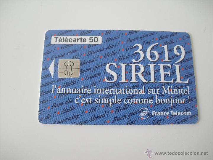 Tarjetas telef&oacute;nicas de colecci&oacute;n: Tarjeta telef&oacute;nica. 3619 Siriel France Telecom. Tel&eacute;fono.