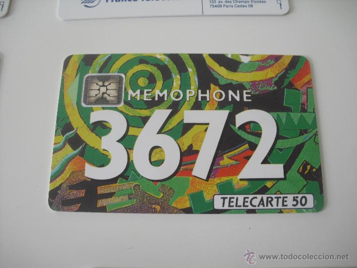 Tarjetas telef&oacute;nicas de colecci&oacute;n: Tarjeta telef&oacute;nica. MemoPhone 3672. France Telecom. Tel&eacute;fono.