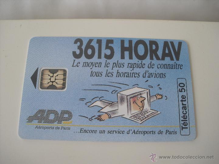 Tarjetas telef&oacute;nicas de colecci&oacute;n: Tarjeta telef&oacute;nica. France Telecom. Tel&eacute;fono. Aeroports de Pris. Adp, 3615 HORAV