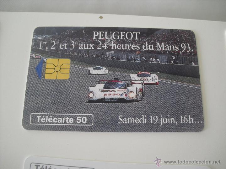 Tarjetas telef&oacute;nicas de colecci&oacute;n: Tarjeta telef&oacute;nica. France Telecom. Tel&eacute;fono. 24 horas de Le Mans 93. Peugeot