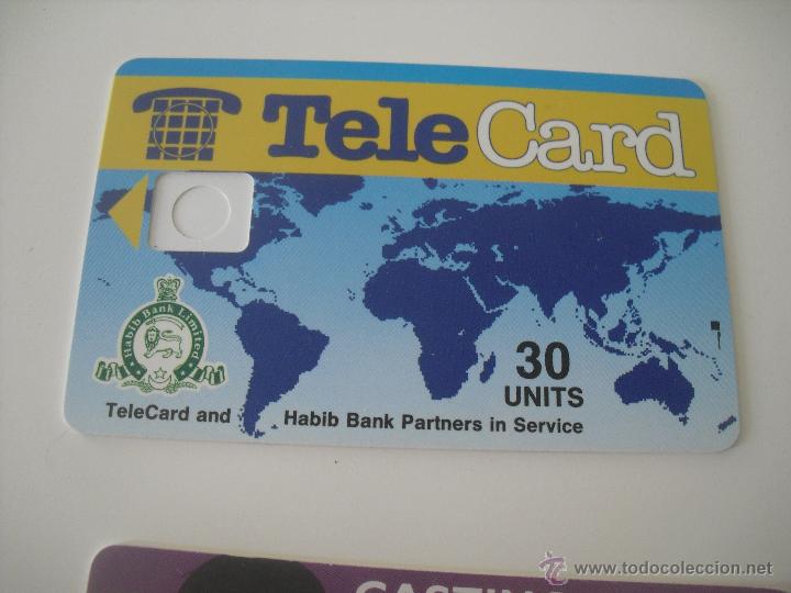 Sammlung von Telefonkarten: Tarjeta telef&oacute;nica. Tel&eacute;fono. Habib Bank Partners in Service. Tele Card
