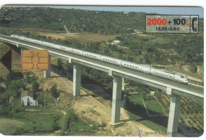 Carte telefoniche di collezione: TARJETA TELEFONICA TRENES PUENTES 2000 PESETAS + 100 0599 1999 TT