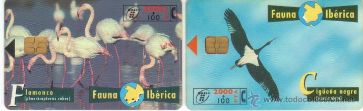 Carte telefoniche di collezione: PAREJA TARJETAS TELEFONICAS FAUNA AVES VER DETALLE TT 2000 + 100 PESETAS