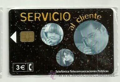 Cartes T&eacute;l&eacute;phoniques de collection: Tarjeta Telefonica Espa&ntilde;a - SERVICIO AL CLIENTE 3&euro; (en precinto original) Ref: 02-0064C valor facial