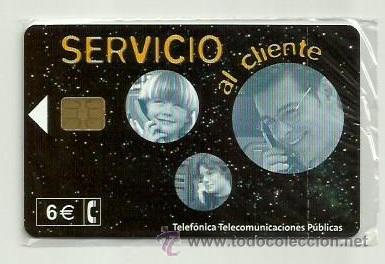 Cartes T&eacute;l&eacute;phoniques de collection: Tarjeta Telefonica Espa&ntilde;a - SERVICIO AL CLIENTE 6&euro; (en precinto original) Ref: 02-0065C valor facial
