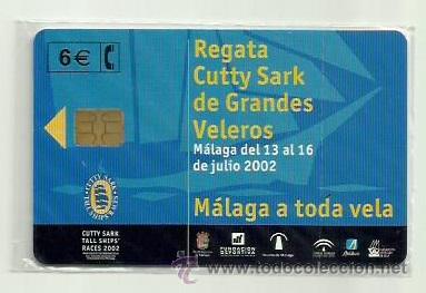 Cartes T&eacute;l&eacute;phoniques de collection: Tarjeta Telefonica Espa&ntilde;a - REGATA CUTTY SARK MALAGA (precinto original) Ref: 02-0079C valor facial