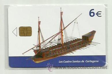 Cartes T&eacute;l&eacute;phoniques de collection: TARJETA TELEFONICA ESPA&Ntilde;A - BARCO 4 SANTOS CARTAGENA (PRECINTO ORIGINAL) REF: 03-0036E VALOR FACIAL