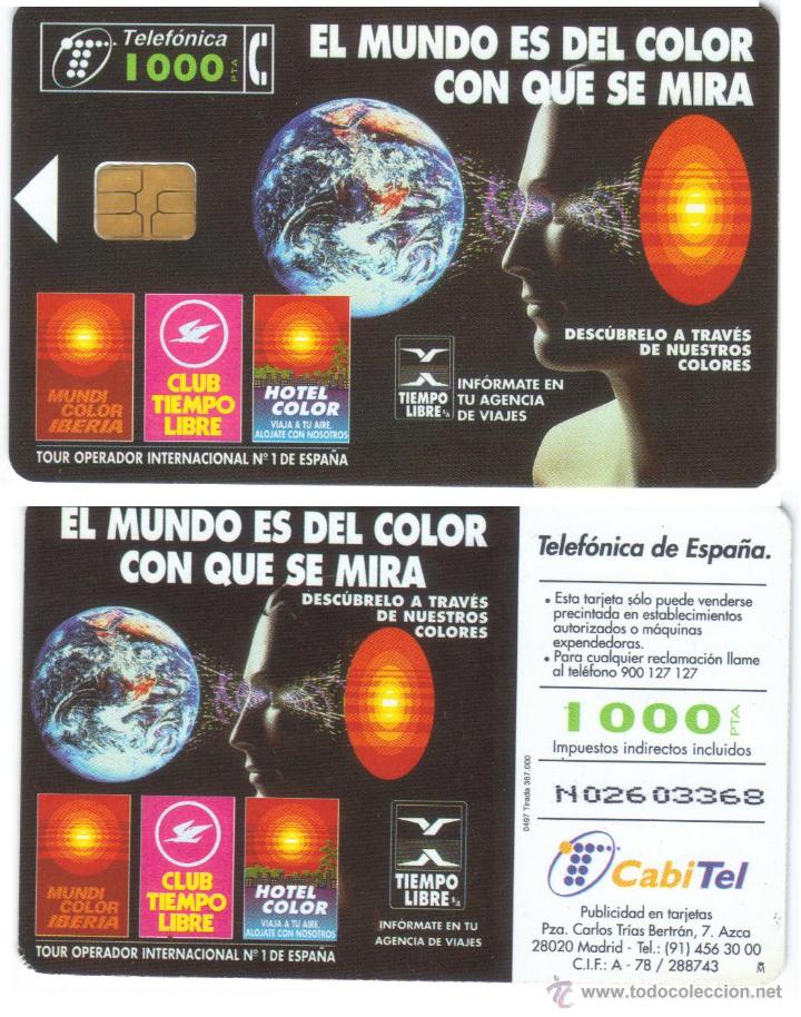 Carte telefoniche di collezione: ESPA&Ntilde;A TT TARJETA TELEFONICA EL MUNDO ES DEL COLOR CON QUE SE MIRA 1997