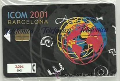 Carte telefoniche di collezione: TARJETA TELEFONICA ESPA&Ntilde;A -ICOM 2001 BARCELONA - (EN PRECINTO ORIGINAL) REF: 01-0069C (VALOR FACIAL)
