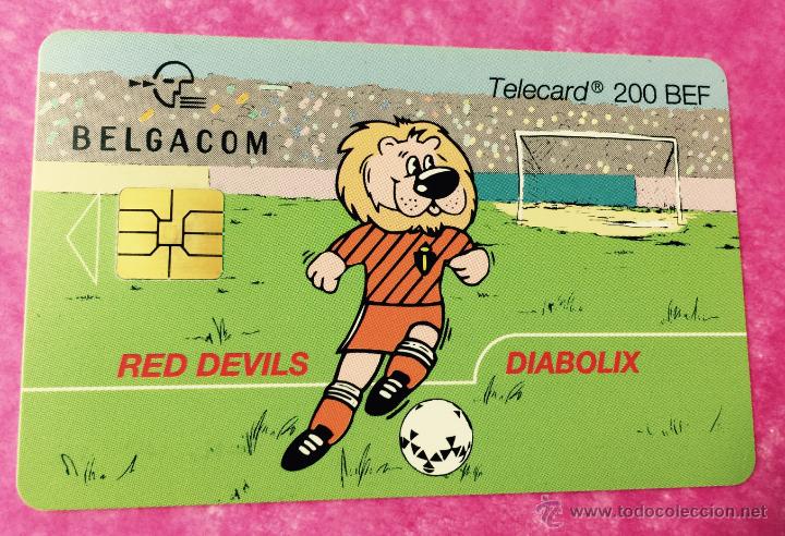 Carte telefoniche di collezione: Tarjeta telef&oacute;nica de B&eacute;lgica - F&uacute;tbol (Red Devils - Diabolix)