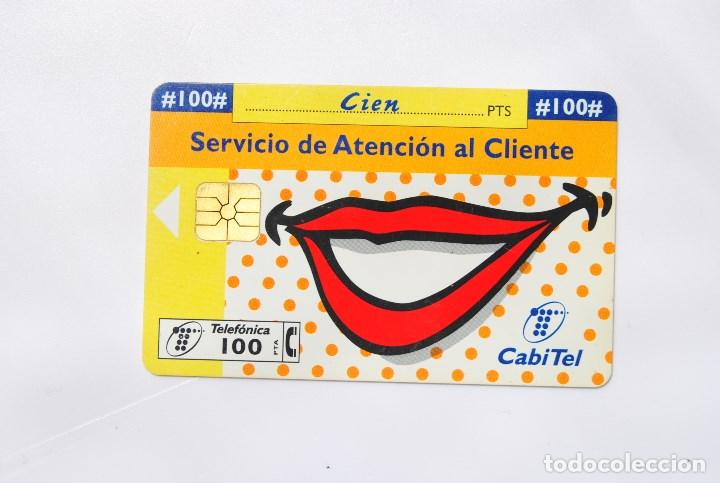 Cartes T&eacute;l&eacute;phoniques de collection: Tarjeta de telefono usada espa&ntilde;a. Servicio de atencion al cliente; 100 ptas.