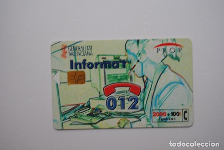 Cartes T&eacute;l&eacute;phoniques de collection: Tarjeta de tel&eacute;fono espa&ntilde;a usada, Generalitat Valenciana, informat prop 012); 2000 + 100 ptas.