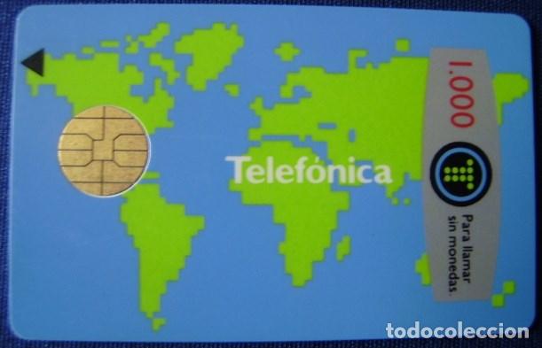 Cartes T&eacute;l&eacute;phoniques de collection: B 13 - MAPAMUNDI 1000PTS - CON FECHA - CHIP B-2 - COLOR VERMILLON USADA - VER FOTO REVERSO - A 222