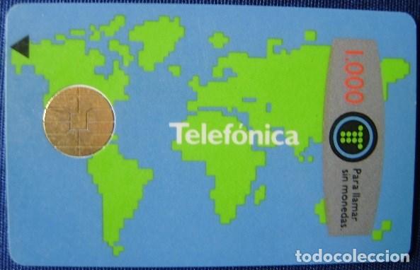 Cartes T&eacute;l&eacute;phoniques de collection: B 13/A - MAPAMUNDI 1000PTS - SIN FECHA - CHIP B2A - COLOR VERMELLON USADA - VER FOTO REVERSO - A 226