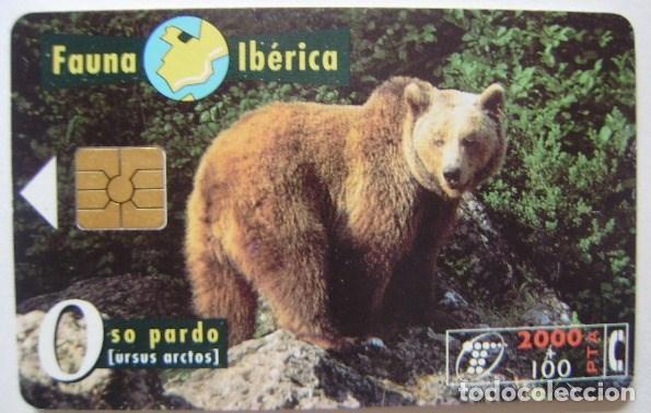 Cartes T&eacute;l&eacute;phoniques de collection: B 44 - FAUNA IBERICA - OSO PARDO - CHIP F4 - N&ordm; NEGROS - USADA - 1&ordf; CALIDAD - A 291